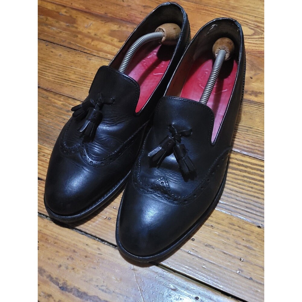 GRENSON Black Leather Tassel Loafers Shoes Men 9 Made In England